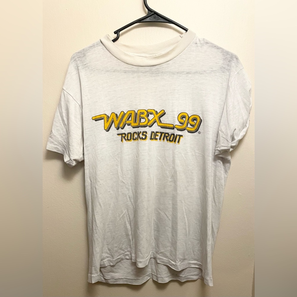 WABX VINTAGE - soft, light Vintage Radio Station tee. Large Hanes Vintage Cotton